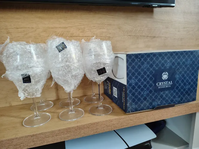 6 Taças de Vinho Crystal Bohemia 580ml