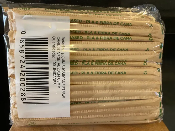 Canudo biodegradável 8mm (1800un) SUGARCANE