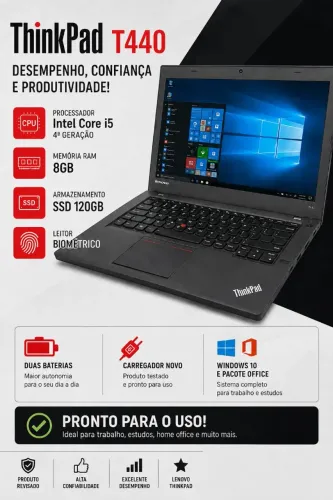Notebook Thinkpad t440 i5 4th Geração 8GB RAM 120GB SSD