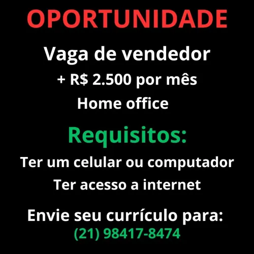 Oportunidade de emprego.