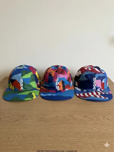 Kit Lote 3 Bonés Nike SB x Parra Tóquio - Brasil, Japão e EUA (Colecionador)