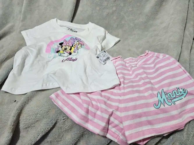 Coniunto Infantil Com Estampa Minnie E Margarida E Listras -