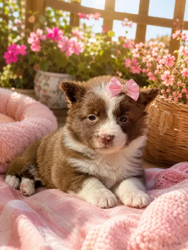 Uma perfeita, filhote de Border collie fêmea chocolate 