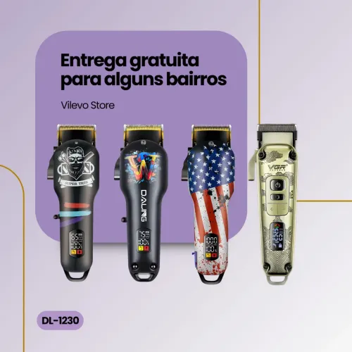 Máquina de Cortar Cabelo Daling DL-1230: Profissional Sem Fio 7000 RPM Display Digital