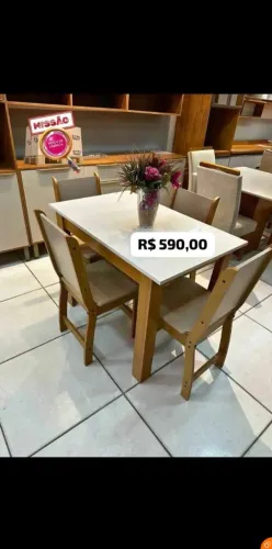 Mesa de Jantar Elegante C/4 cadeiras 108x68