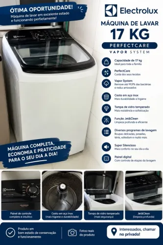 ? MÁQUINA DE LAVAR ELECTROLUX 17 KG ? PERFEITACARE