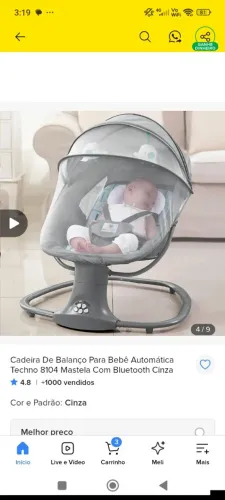 Cadeira de balanço musical bebê Mastela
