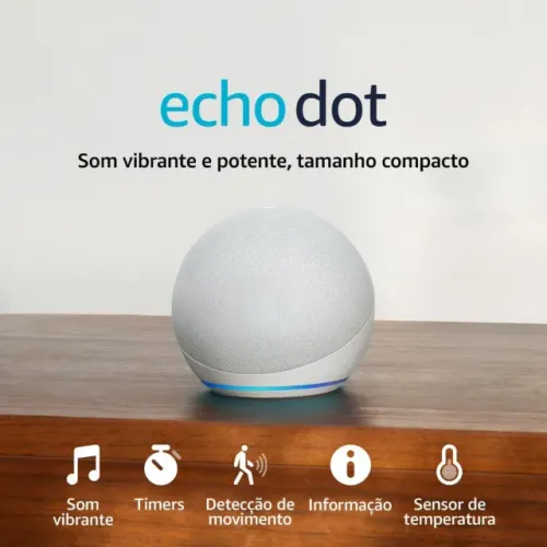 Echo dot 5 branca Alexa som assistente virtual nova lacrada Nota fiscal