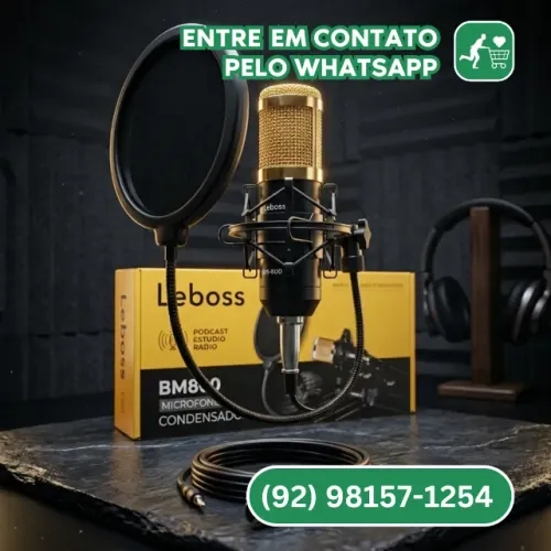Microfone Condensador Profissional Leboss BM800 para Podcast e Estúdio