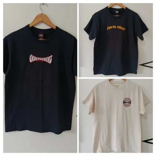 3 camisetas de skate (independent + santa cruz)