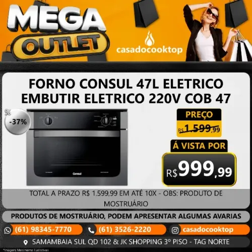 FORNO CONSUL 47L ELETRICO EMBUTIR ELETRICO 220V COB47