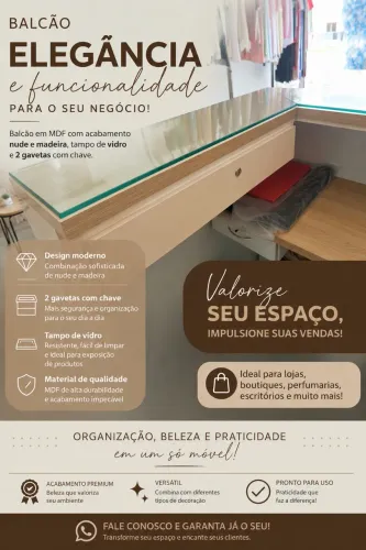Balcão de MDF / Vidro