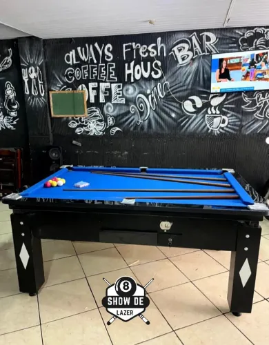 Sinuca Baianinho Para Bar Preta Forração Azul 