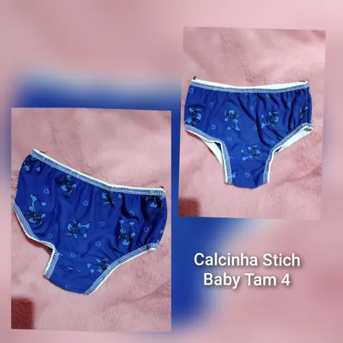 Calcinha Baby infantil menina Stich azul