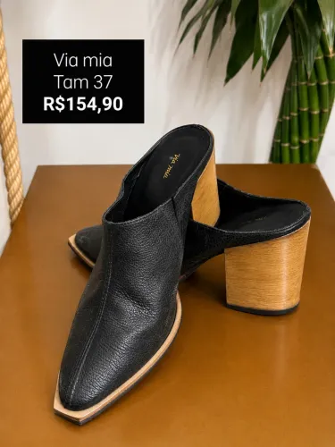 Tamanco Via Mia Salto Bloco Preto Tam 37