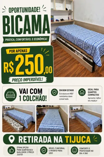 Bicama semi-nova 250,00 - Vai com um colchão