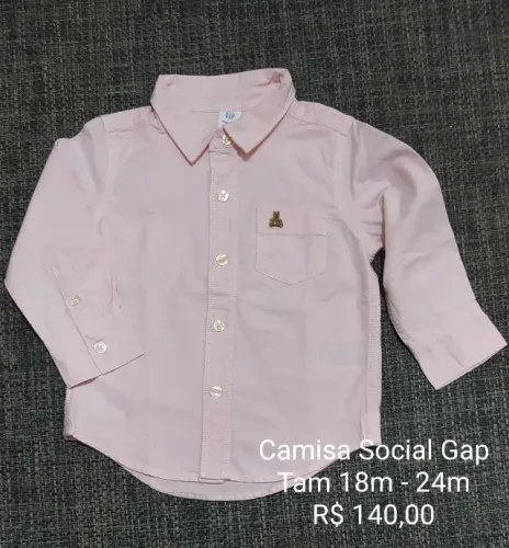 Camisa social para menino, rosa, tamanho para 18/ 24 meses da marca GAP