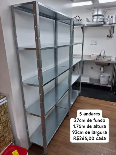 Estantes prateleiras de aço galvanizado c/ 5 andares