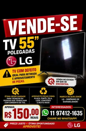 TV LG 55 Polegadas com Defeito - Para Conserto ou Peças |