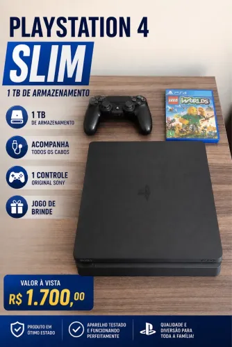 PlayStation 4 slim 1TB de armazenamento