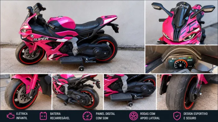     Moto Elétrica Infantil Super Esportiva - Pouquíssimo Uso!