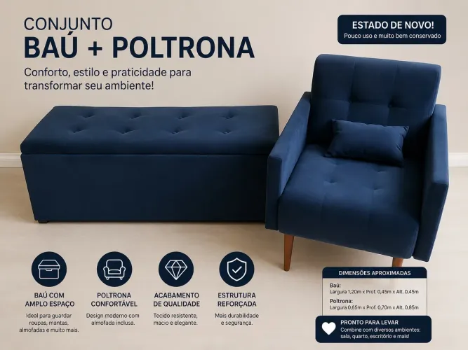 Poltrona e puff baú