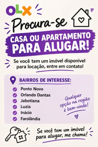 ALUGO CASA OU APARTAMENTO