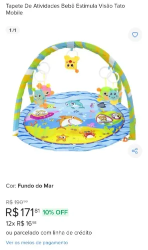 Tapete de Atividades Bebê Estimula Visão Tato Mobile 
