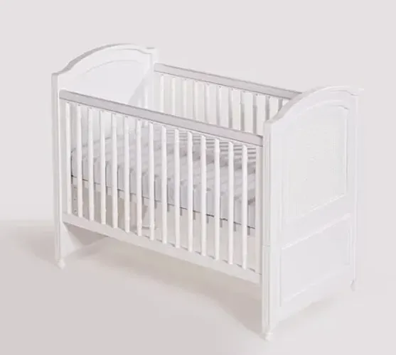 Berço Americano 2 em 1 - Branco com Palha Branca