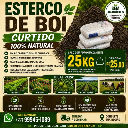 ? ESTERCO DE BOI CURTIDO - 100% NATURAL ?