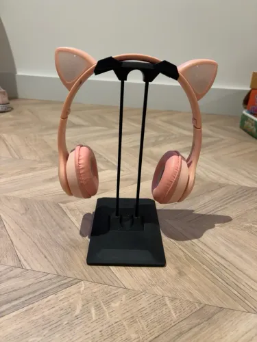 Headphone Bluetooth Gatinho Rosa com LED - Sem Fio e Dobrável