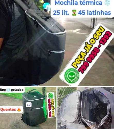 Mochila Costa térmica não vaza liquidos, frio ou quentes, para entregas, passeio, camping