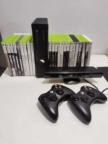 Xbox 360 Perfeito Estado + Kinect + 2 Controles + 23 Jogos