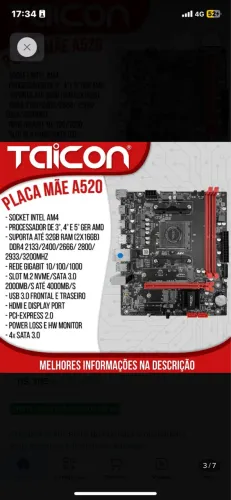 Placa Mãe Taicon A520 Amd Am4 Ddr4