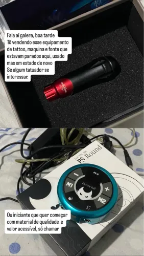 Máquina de tattoo, pen white head e fonte Ps round 