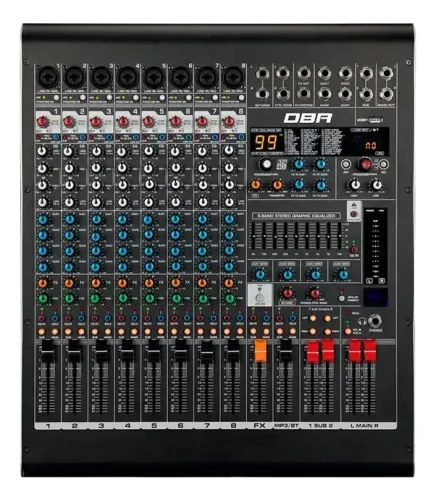 Mesa De Som Dbr Dm-8 Com 8 Canais C/ Efeito