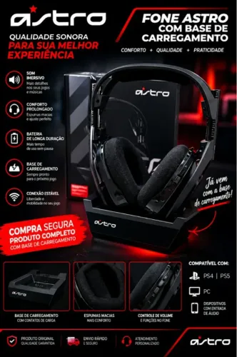 Fone astro com base de carregamento