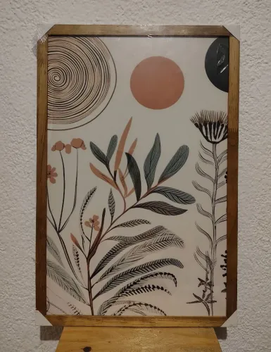 Dupla de Quadros Decorativos Boho 40x60cm (Com Vidro e Moldura) - Novo