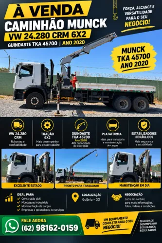 VW 24.280 6x2 + Munck TKA 45700 Ano 2020