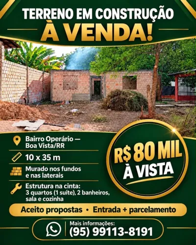 Terreno com casa na cinta 80 mil aceito entrada e parcelo o restante