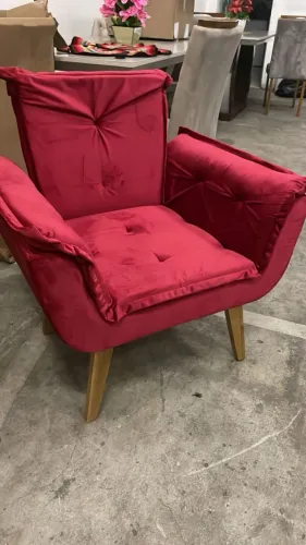 Poltrona decorativa Canadá veludo vermelho - ENTREGA HOJE !!! 