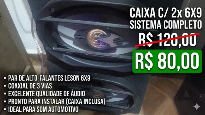 Par de auto falante 6X9 com caixa e fiação