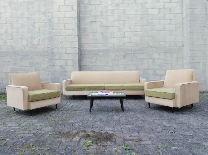 Conjunto de Sofá Modernista Design - 1950 - Pe palito original 