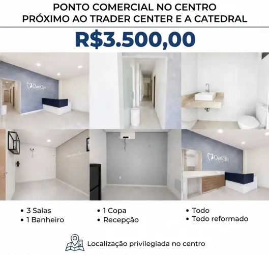 Ponto comercial no centro 3 salas sem caução