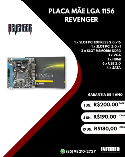 Placa mãe LGA 1156 H55 Revenger