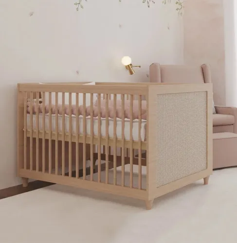 Berço + Cômoda Haus Nature com Palha Lilibee