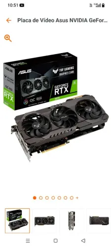 Placa de Vídeo, ASUS TUF RTX 3070 8GB