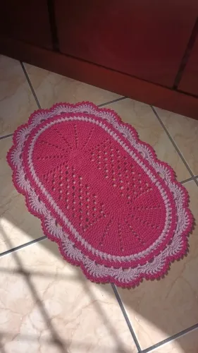 Crochê - tapete rosa