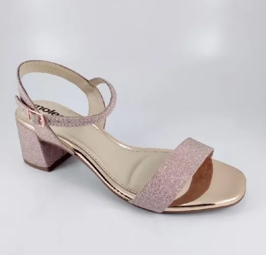 Sandália bloco glitter rosé moleca (tamanho 37)