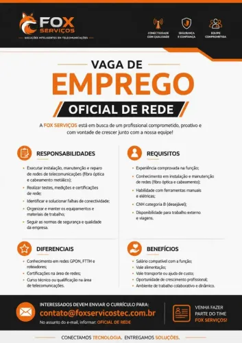 Qualquer dúvida entrar em contato via e-mail ou por telefone *72